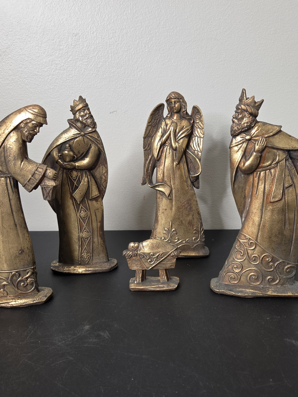 Gold Nativity Figurine Set - Classic Holiday Decor